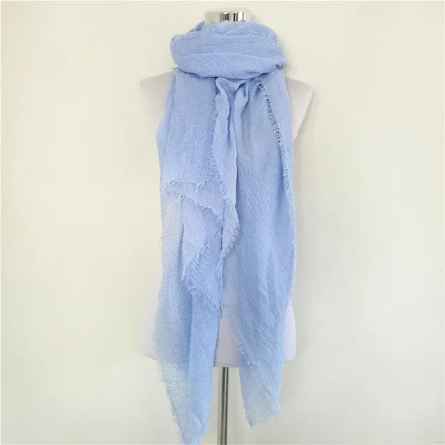Solid Color Linen Cotton Winter/Autumn Scarves For Women - 20 colours