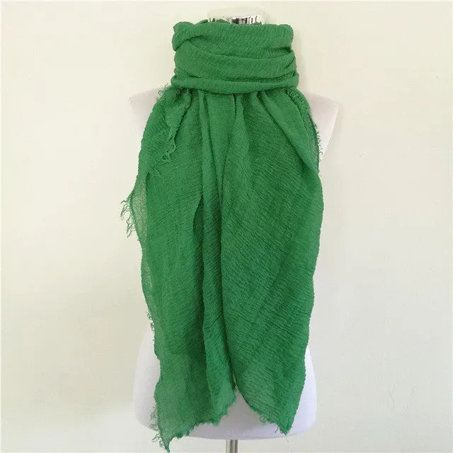 Solid Color Linen Cotton Winter/Autumn Scarves For Women - 20 colours