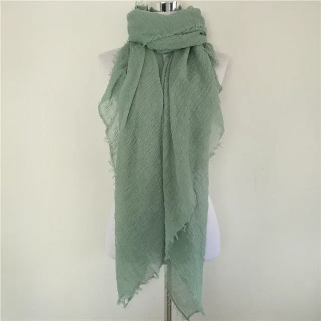 Solid Color Linen Cotton Winter/Autumn Scarves For Women - 20 colours