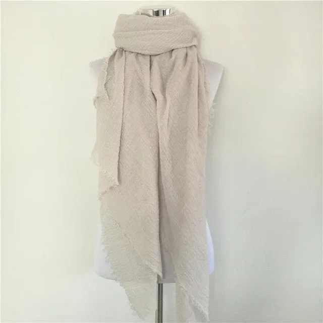 Solid Color Linen Cotton Winter/Autumn Scarves For Women - 20 colours