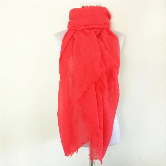 Solid Color Linen Cotton Winter/Autumn Scarves For Women - 20 colours