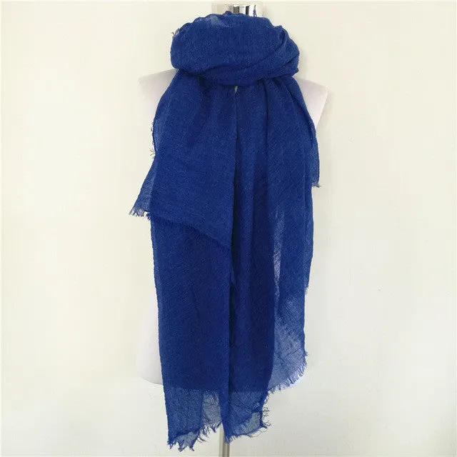 Solid Color Linen Cotton Winter/Autumn Scarves For Women - 20 colours