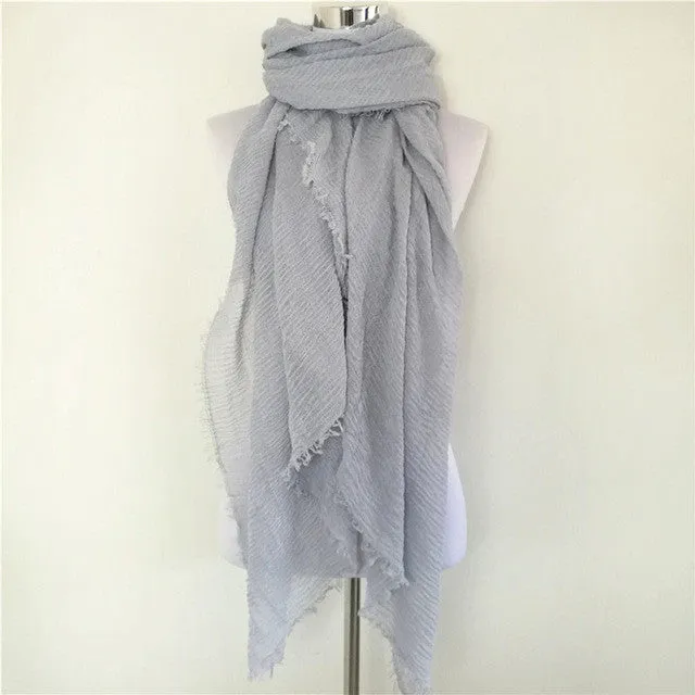Solid Color Linen Cotton Winter/Autumn Scarves For Women - 20 colours