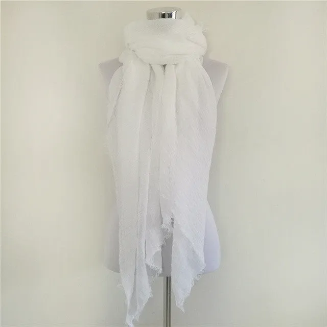 Solid Color Linen Cotton Winter/Autumn Scarves For Women - 20 colours