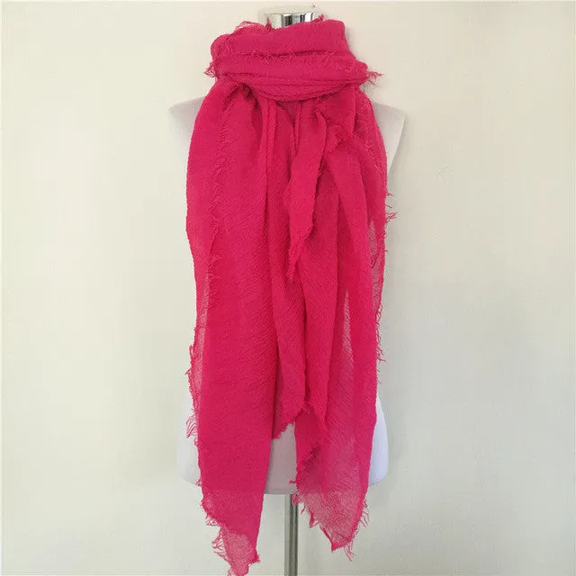 Solid Color Linen Cotton Winter/Autumn Scarves For Women - 20 colours