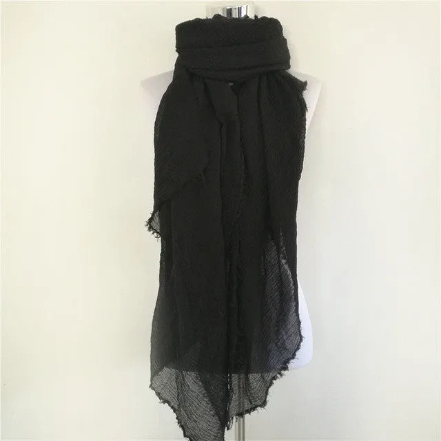 Solid Color Linen Cotton Winter/Autumn Scarves For Women - 20 colours