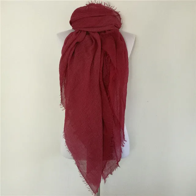 Solid Color Linen Cotton Winter/Autumn Scarves For Women - 20 colours