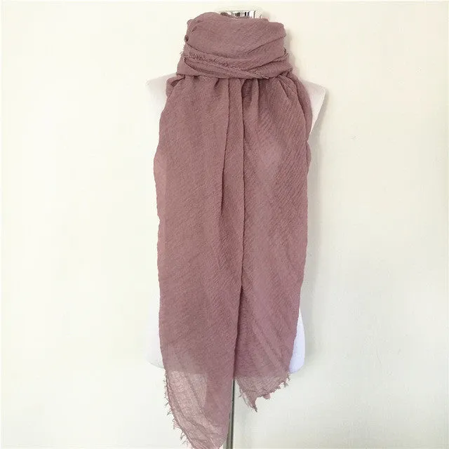 Solid Color Linen Cotton Winter/Autumn Scarves For Women - 20 colours