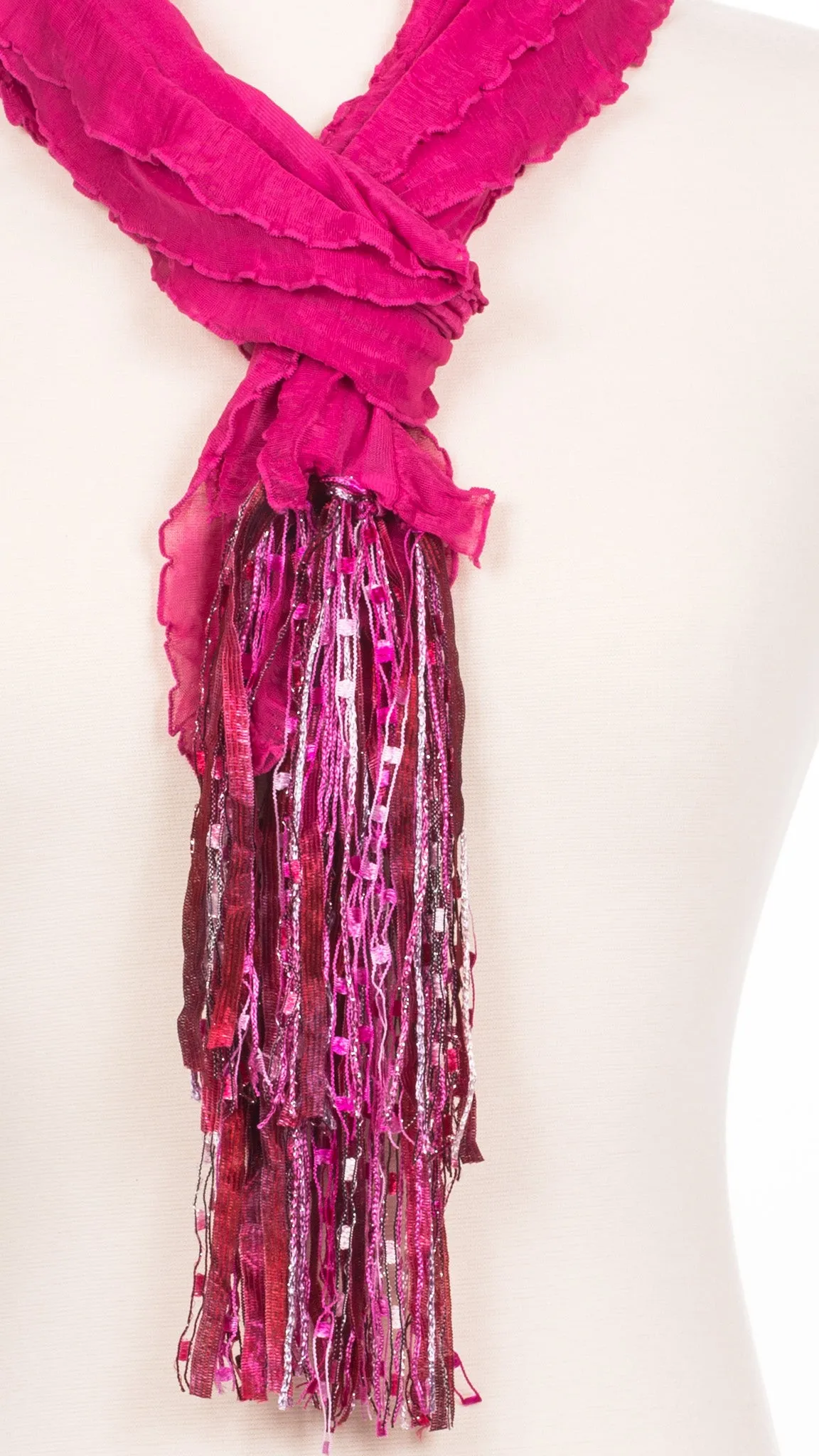 Solid Raspberry Waves Fabric Scarf