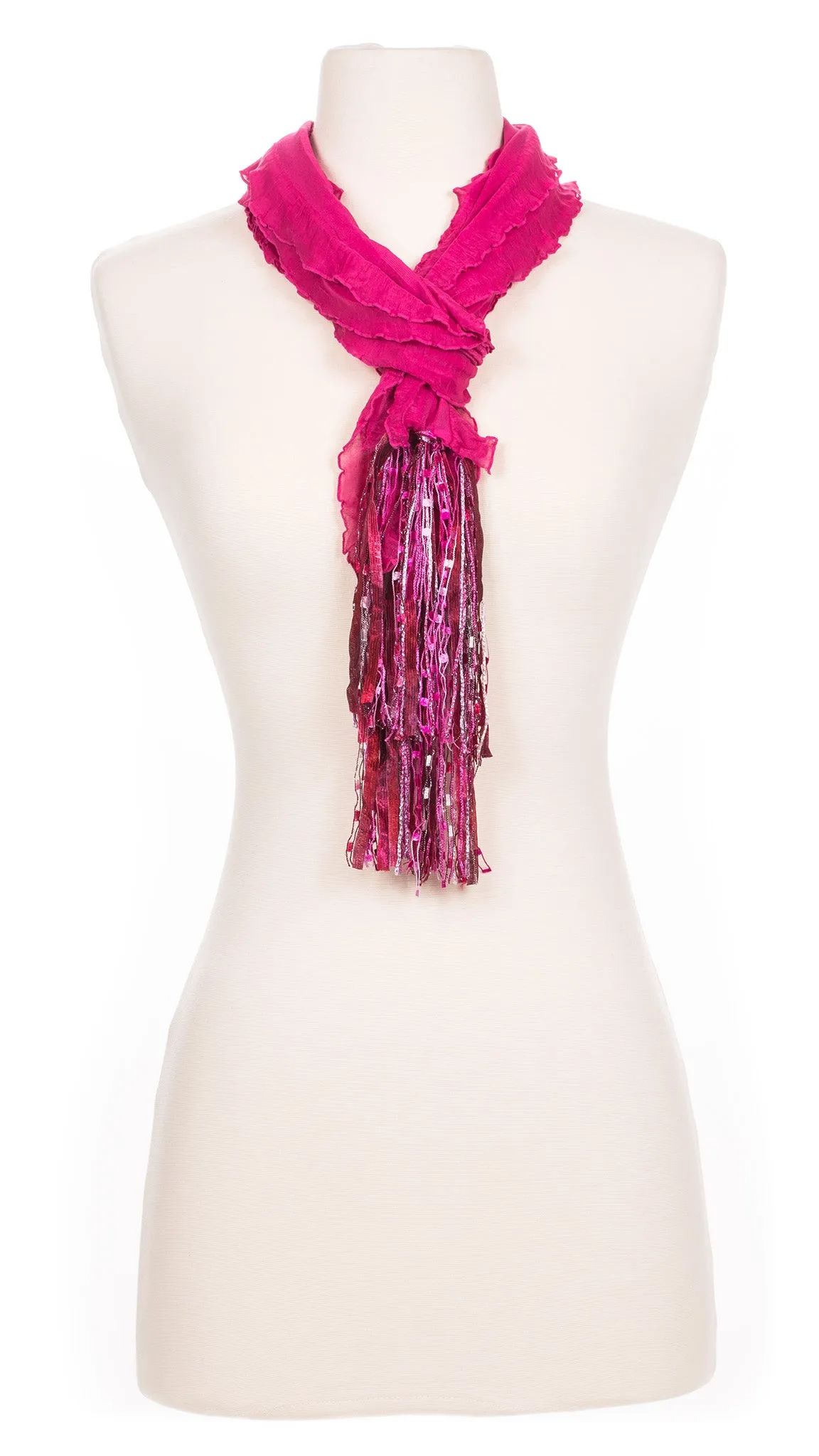 Solid Raspberry Waves Fabric Scarf