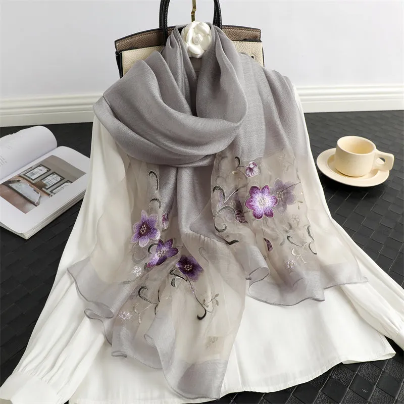 Solid Silk Wool Women Scarf Shawl Wrap