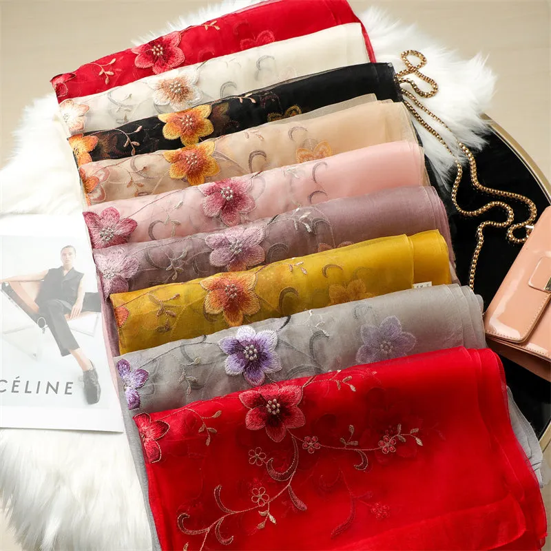 Solid Silk Wool Women Scarf Shawl Wrap
