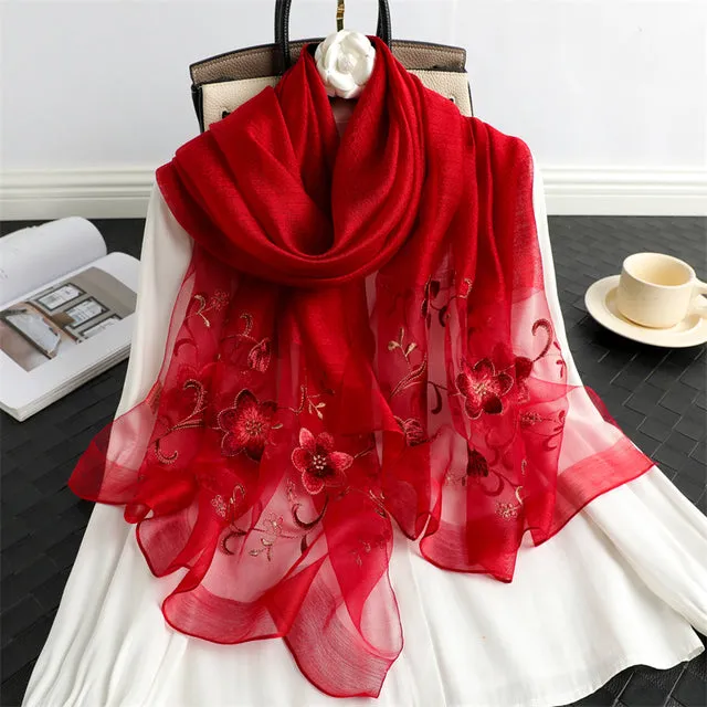 Solid Silk Wool Women Scarf Shawl Wrap