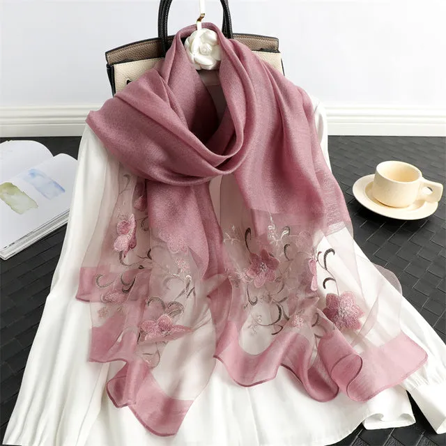 Solid Silk Wool Women Scarf Shawl Wrap