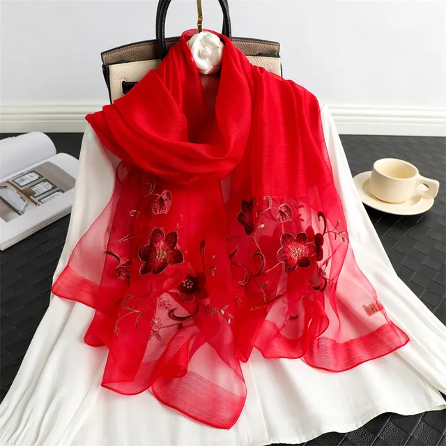 Solid Silk Wool Women Scarf Shawl Wrap