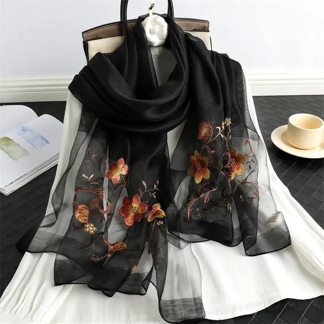 Solid Silk Wool Women Scarf Shawl Wrap