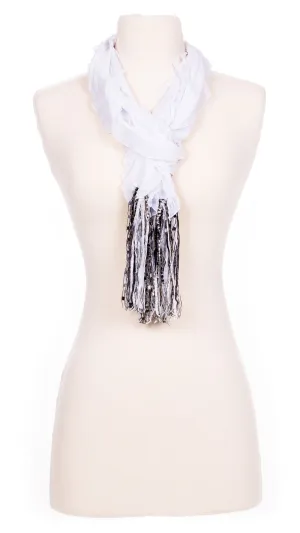 Solid Snow White Waves Fabric Scarf