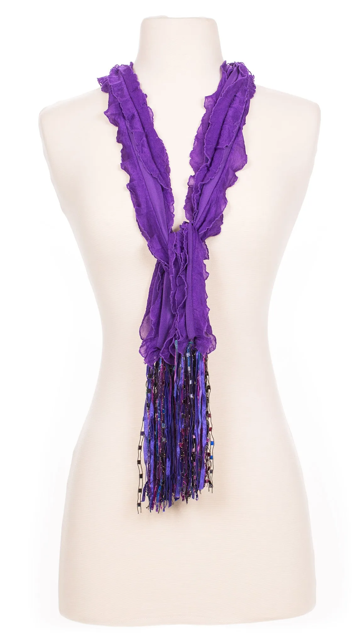 Solid Violet Waves Fabric Scarf