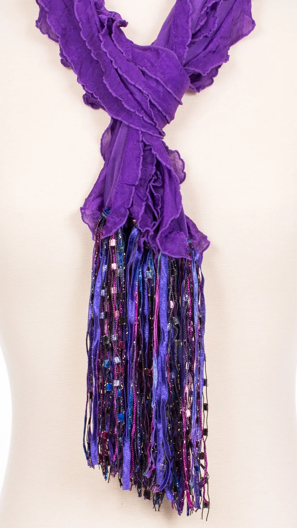Solid Violet Waves Fabric Scarf