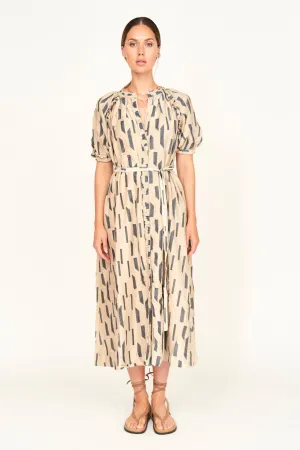 Somerset Dress in Parchment Rainfall
