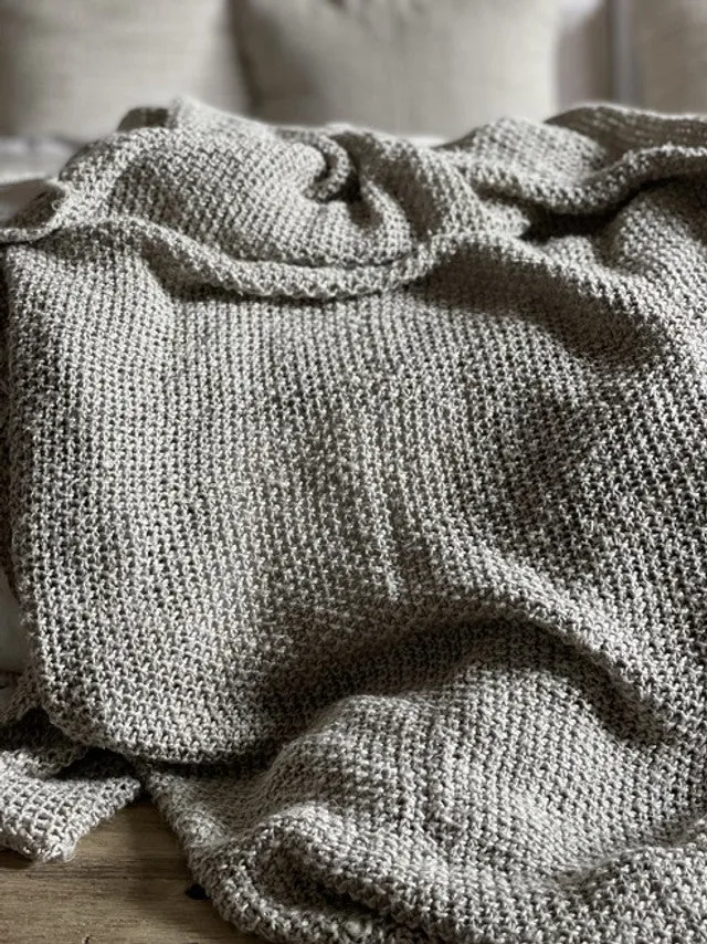 Sorrento Natural Knitted 100% Linen Throw/ Large Scarf