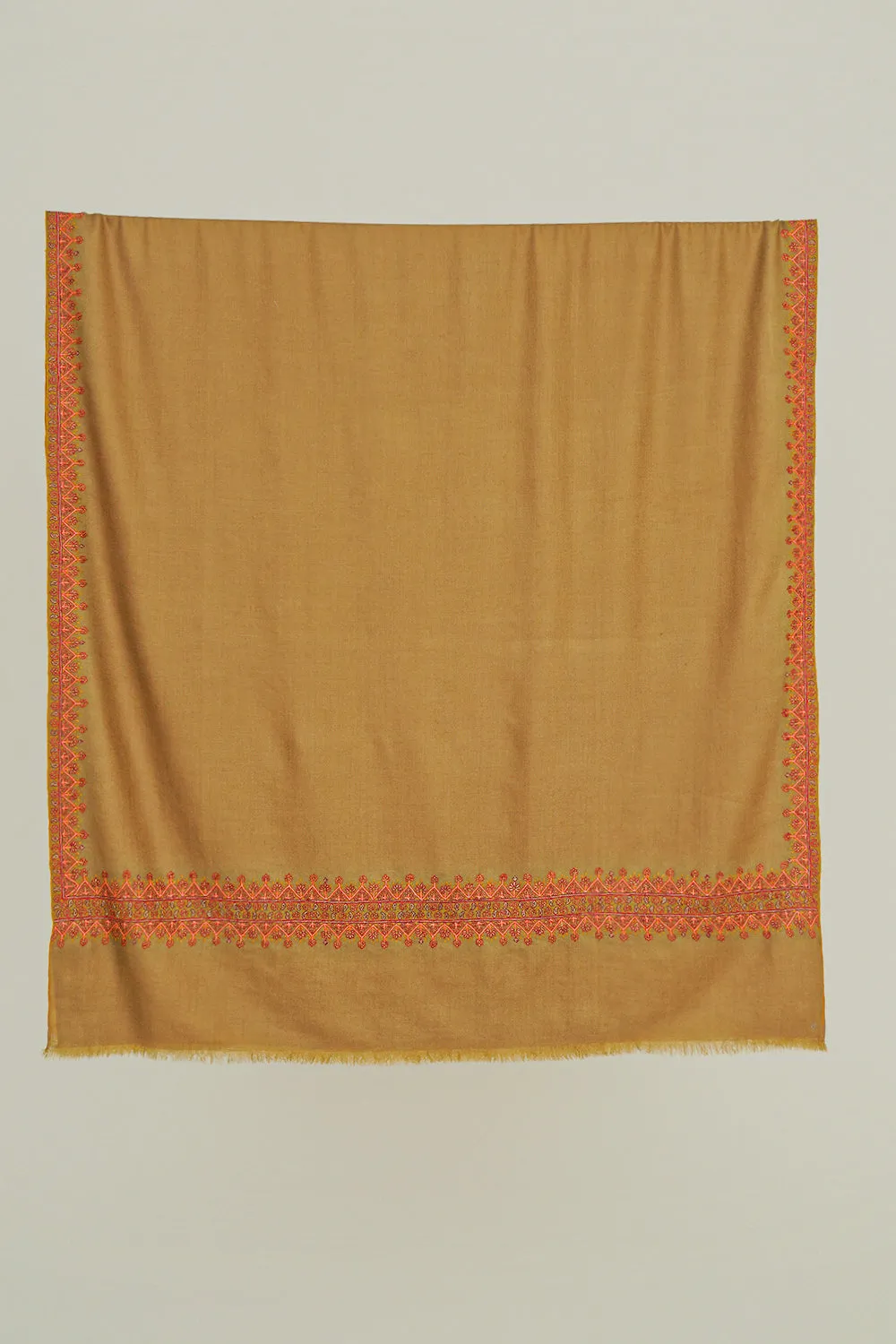 Sozni Arzu Hand Embroidered Pashmina Shawl Otter Orange