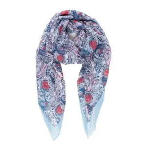 Spanish Design Printed Viscose Scarf (Light Blue Spanish Pattern)