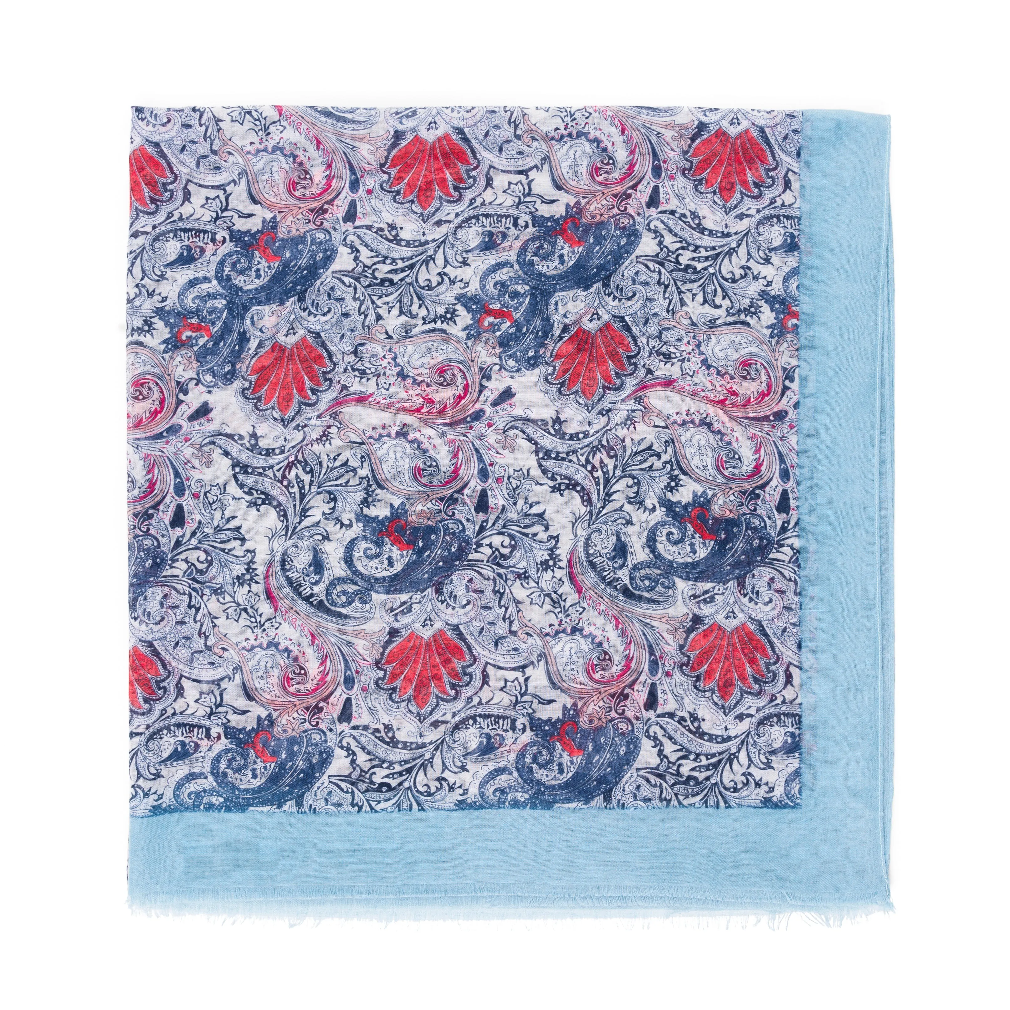 Spanish Design Printed Viscose Scarf (Light Blue Spanish Pattern)