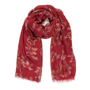 Spanish Design Printed Viscose Scarf (Red Paisley)