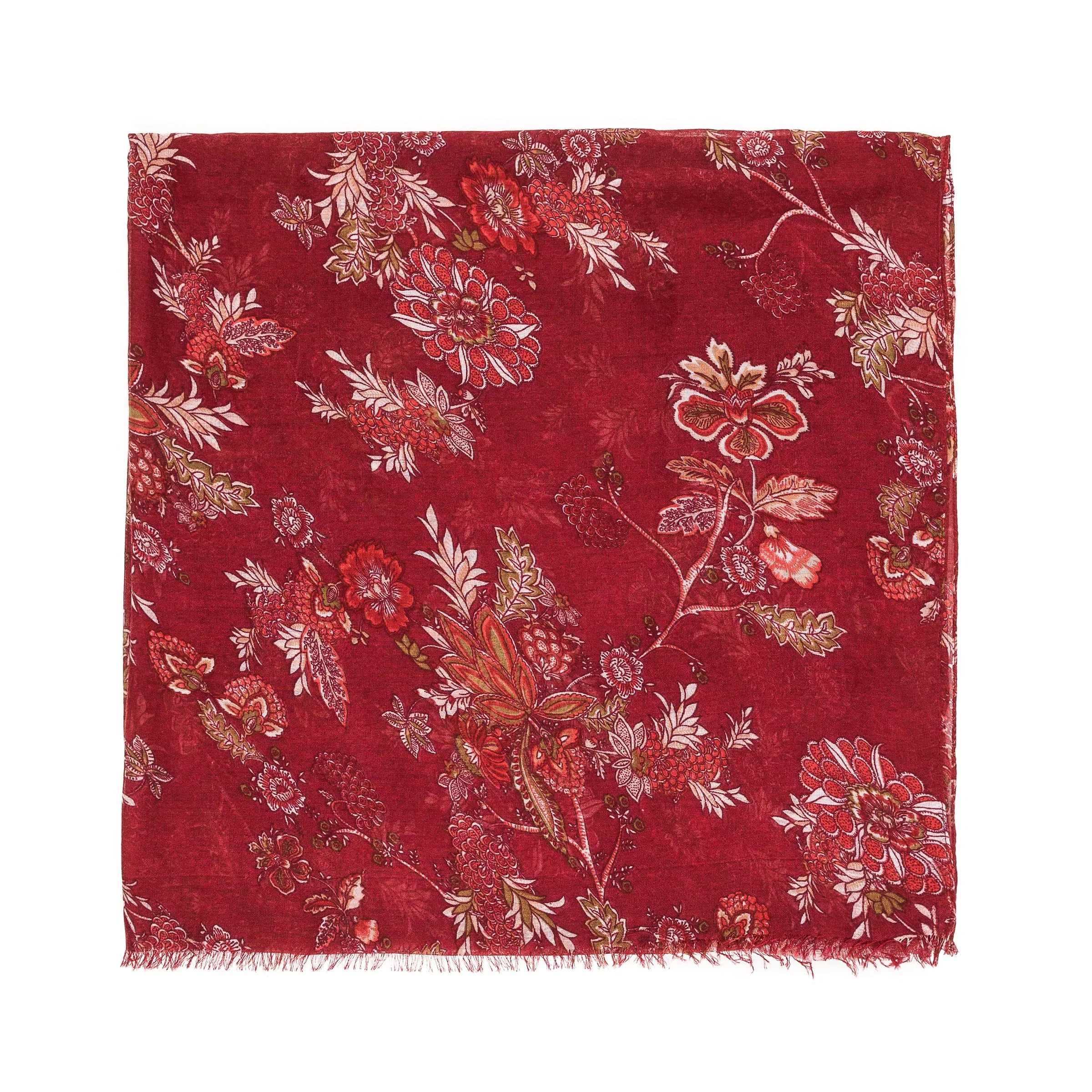 Spanish Design Printed Viscose Scarf (Red Paisley)