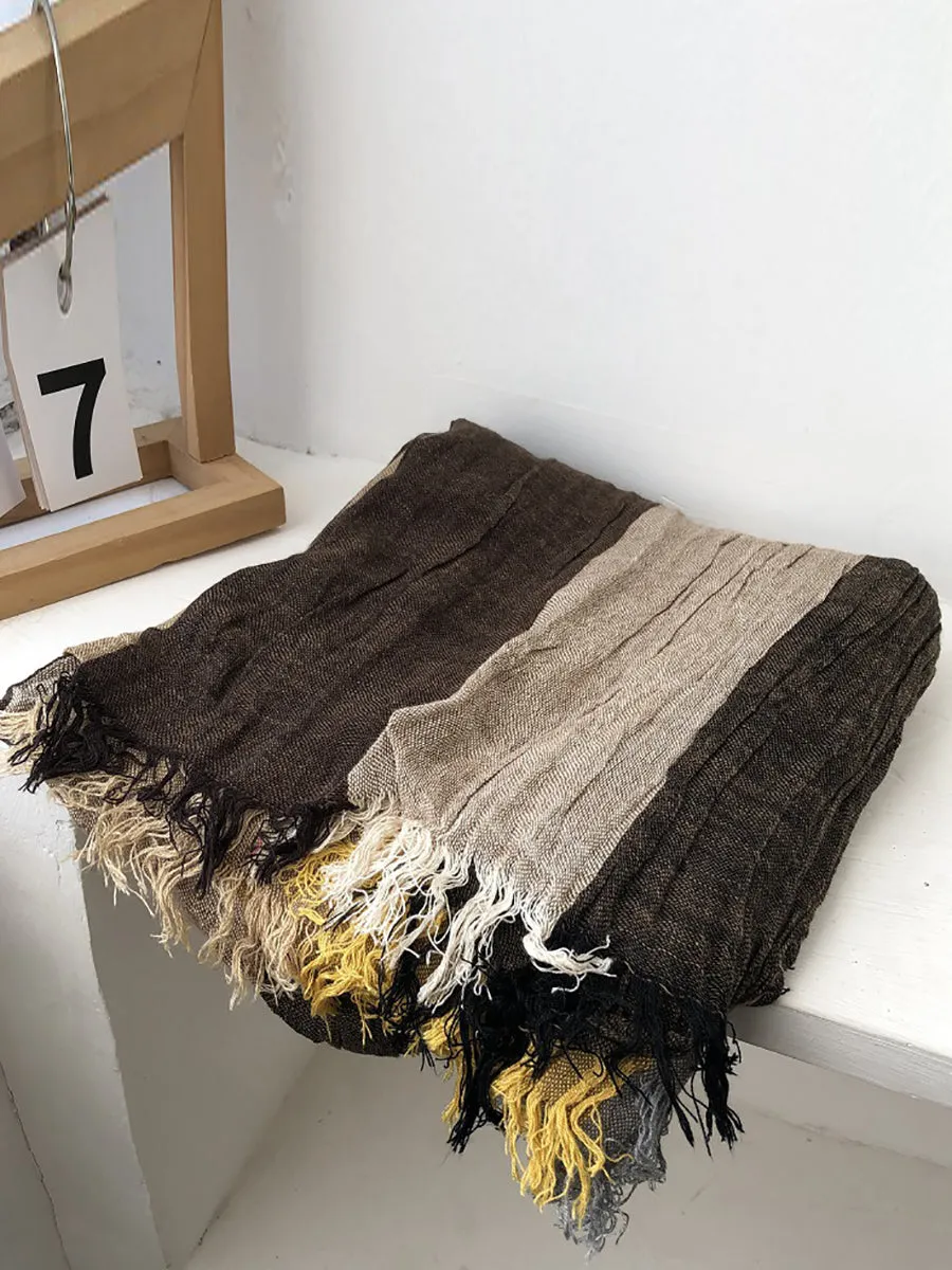 Spring Colorblock Tassel Soft Shawl Scarf