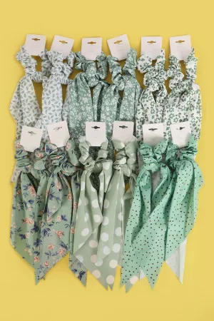 SPRING FLORAL ASSORTED DESIGNS SCRUNCHIE SCARF HAIR ACCESSORIES