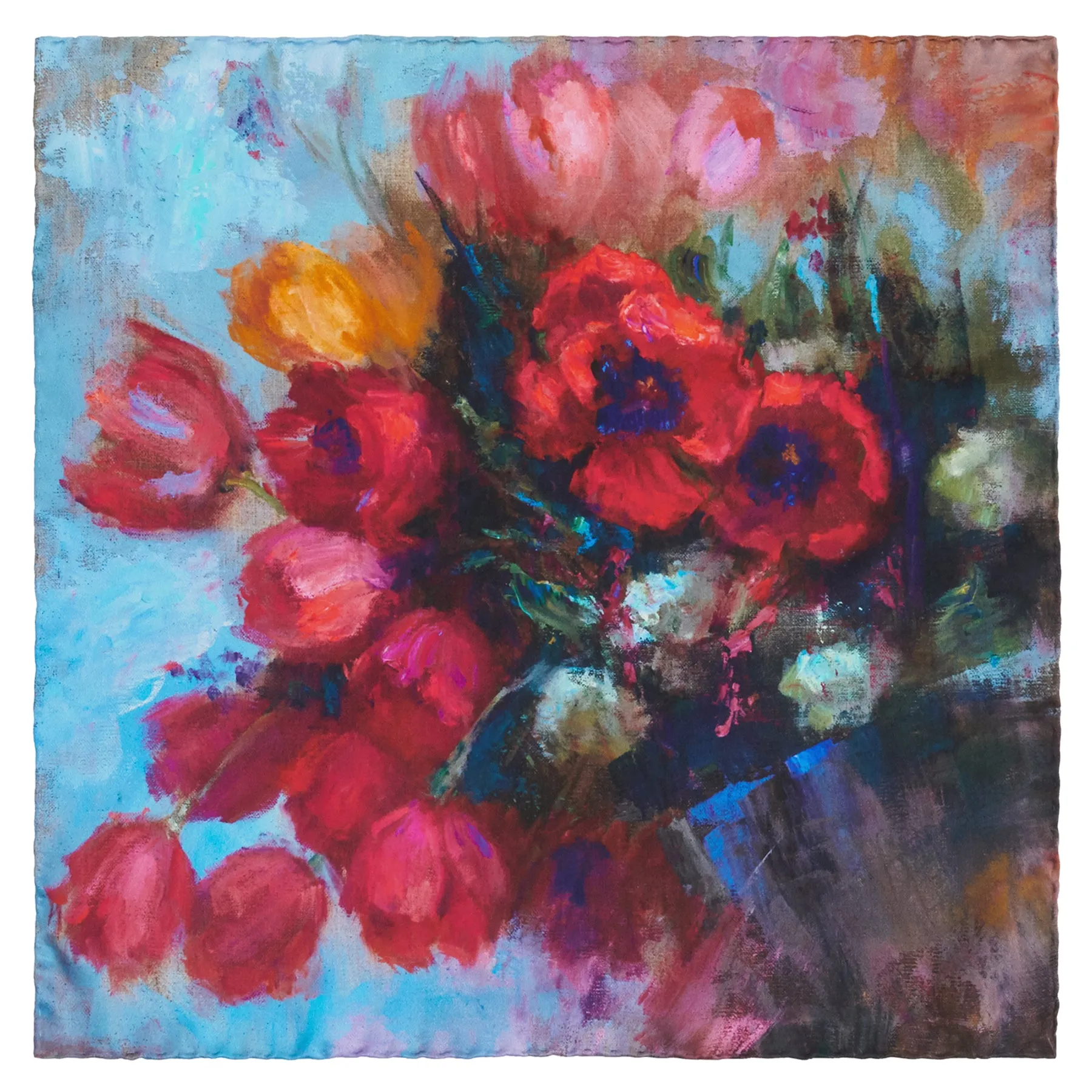 Spring is Coming, 35-inch Square Italian Silk Scarf