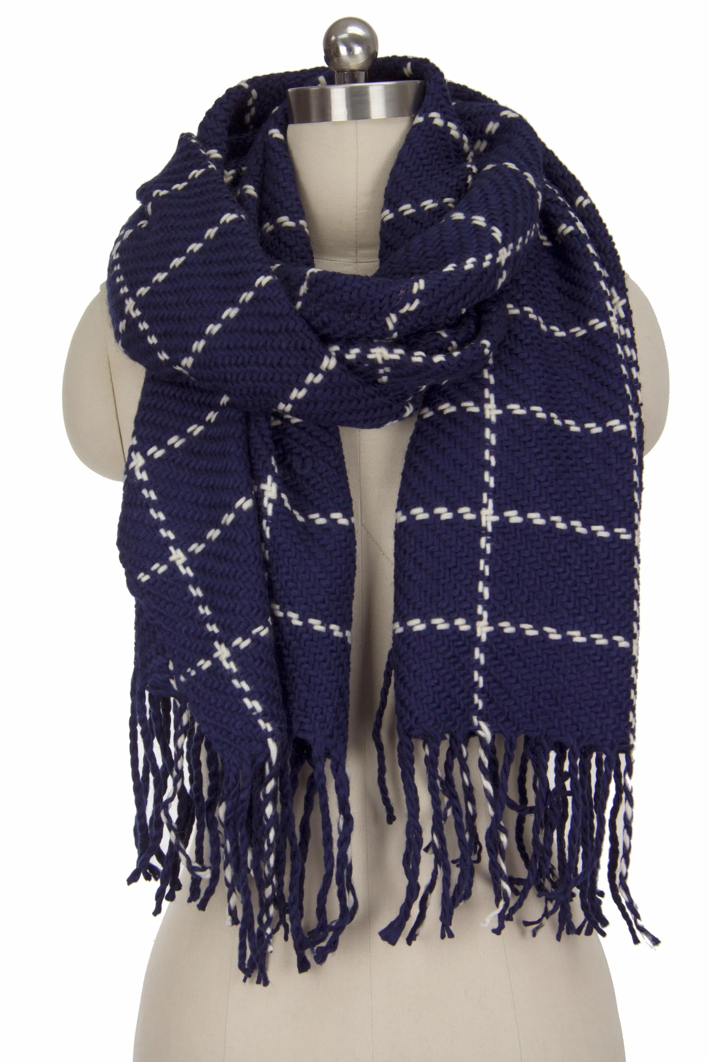 Stitched Plaid Scarf
