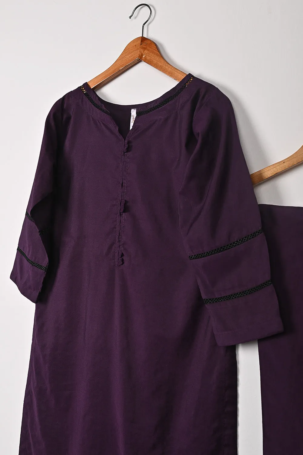 STP-209A-Purple - 2Pc Ready to Wear Cotton Silk Solid Dress