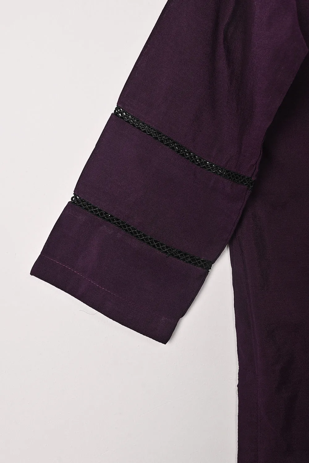 STP-209A-Purple - 2Pc Ready to Wear Cotton Silk Solid Dress