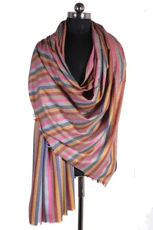 Straighht Lines Embroidred Cashmere Pashmina Shawl