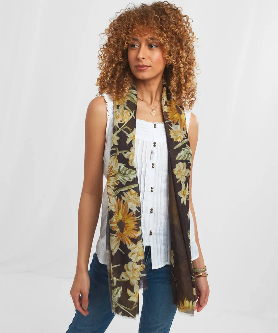 Sunflower Long Scarves - Black, Sage or Beige