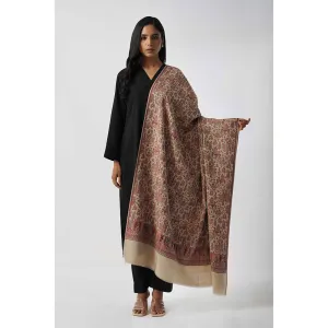 TAHILIYA Mughal Story Woven Wool Blend Red Winter Shawl