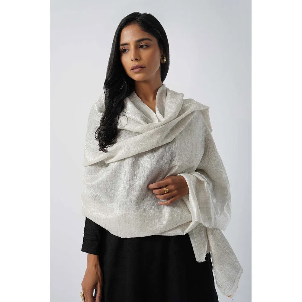 TAHILIYA Rabiya White Superfine Wool Kani Shawl