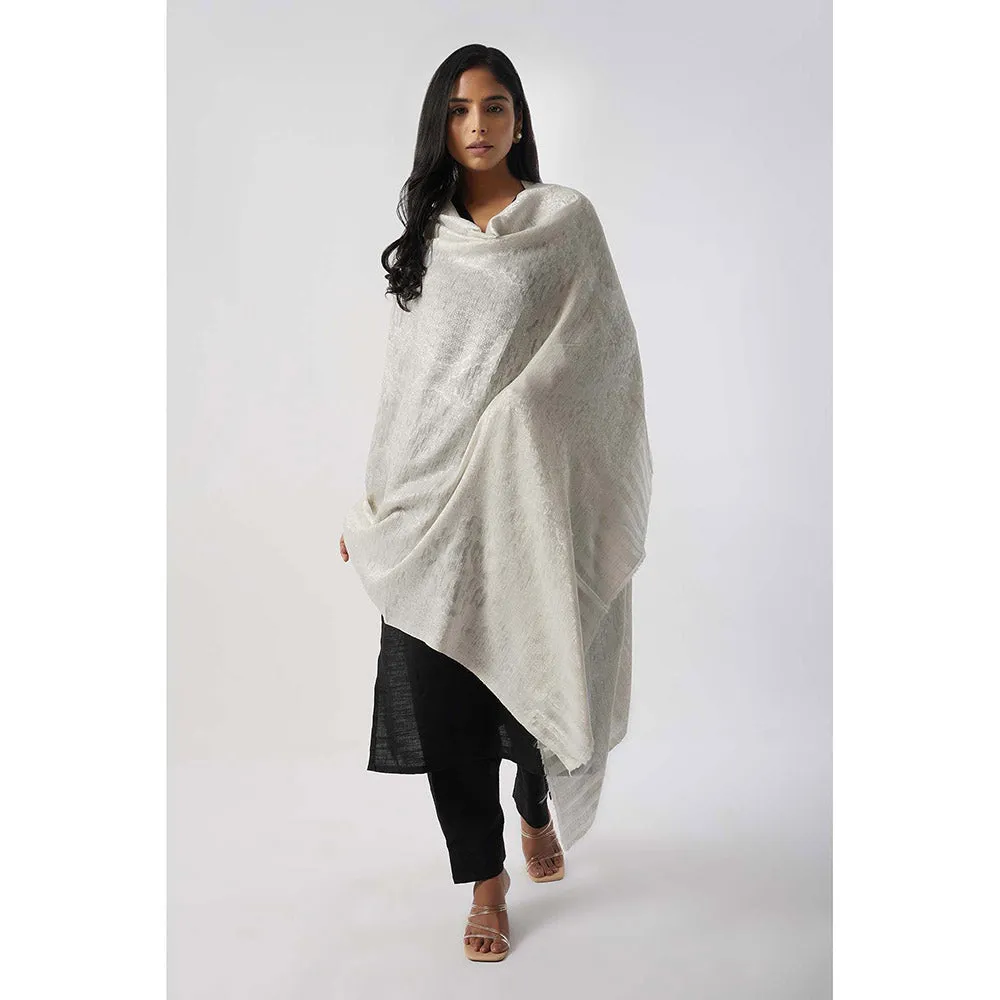 TAHILIYA Rabiya White Superfine Wool Kani Shawl