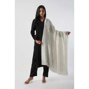 TAHILIYA Rabiya White Superfine Wool Kani Shawl