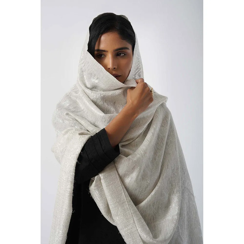TAHILIYA Rabiya White Superfine Wool Kani Shawl