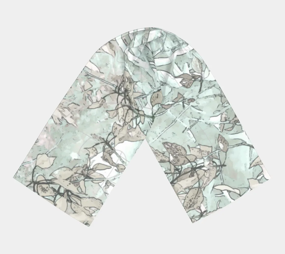 Tangle of twigs in silvery green oblong scarf