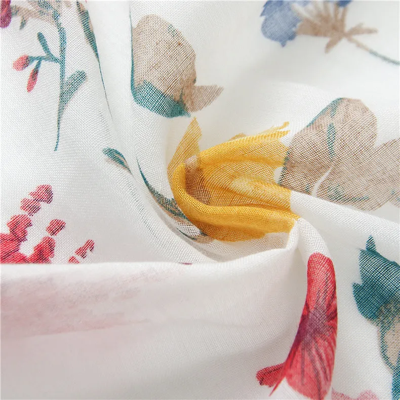 Tassel Fringe Cotton Printed Scarf Shawl for Women Ladies Girls