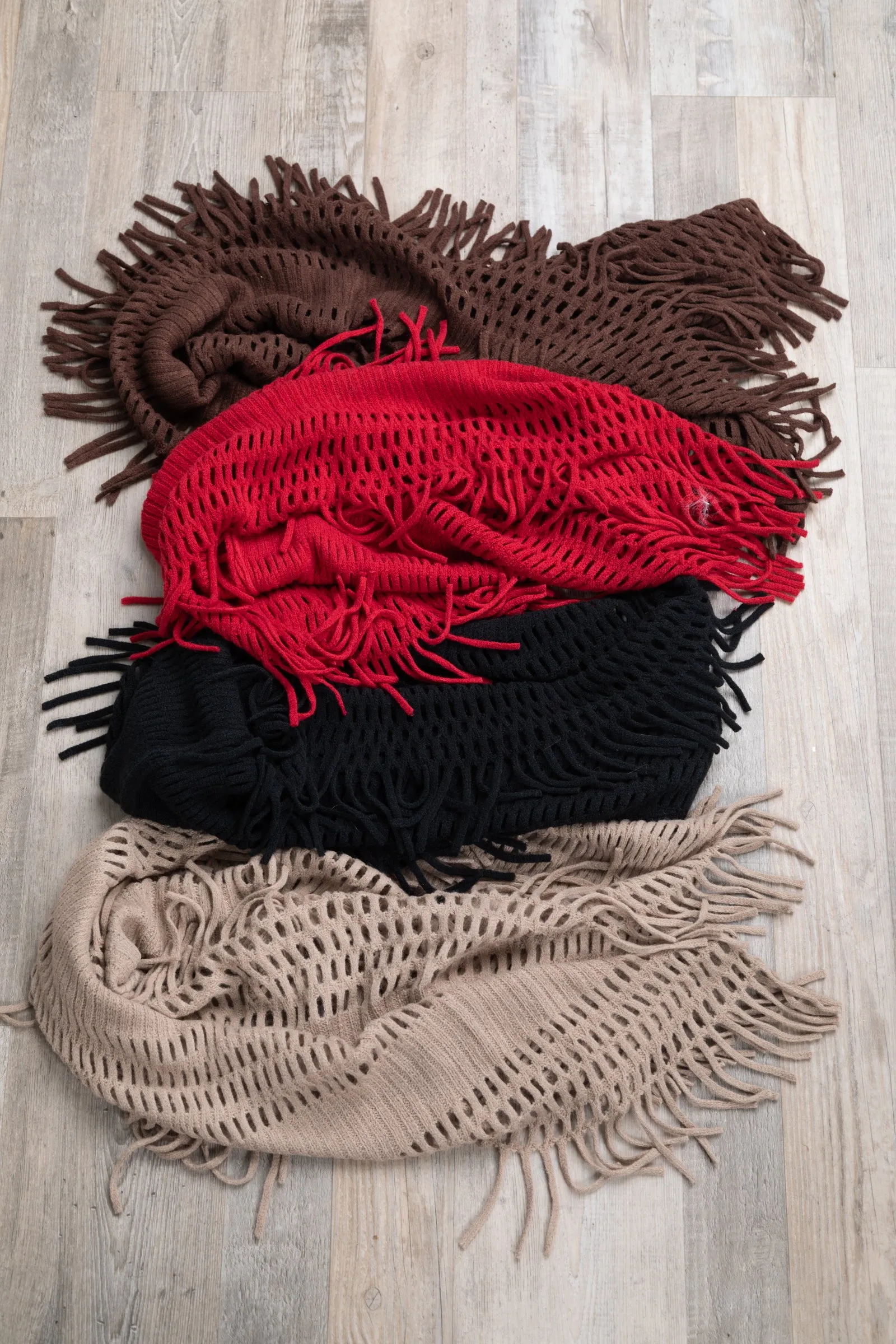 Tassel Fringe Knit Infinity Scarf