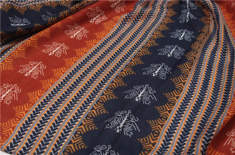 Tassel Twill Cotton Printed Scarf Ethnic Shawl for Women Ladies Girls