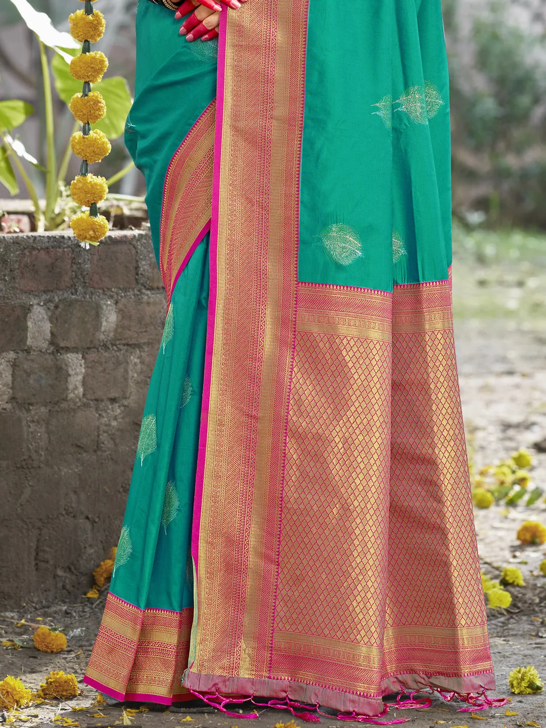 Teal Green Silk Saree
