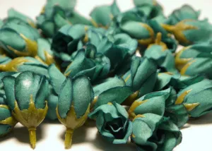 Teal Poly Silk Rose Bud Heads 120pcs
