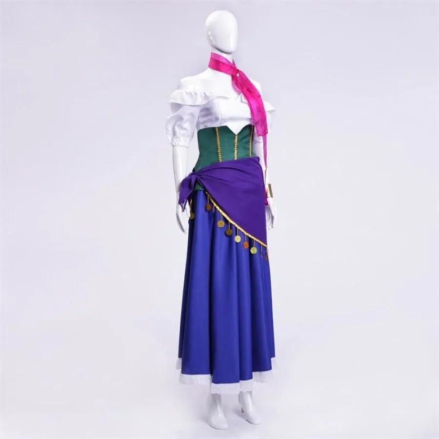 The Hunchback of Notre Dame Esmeralda Cosplay Costume Purple Blue Partywomen girl Dress Halloween Cosplay Costume C08583